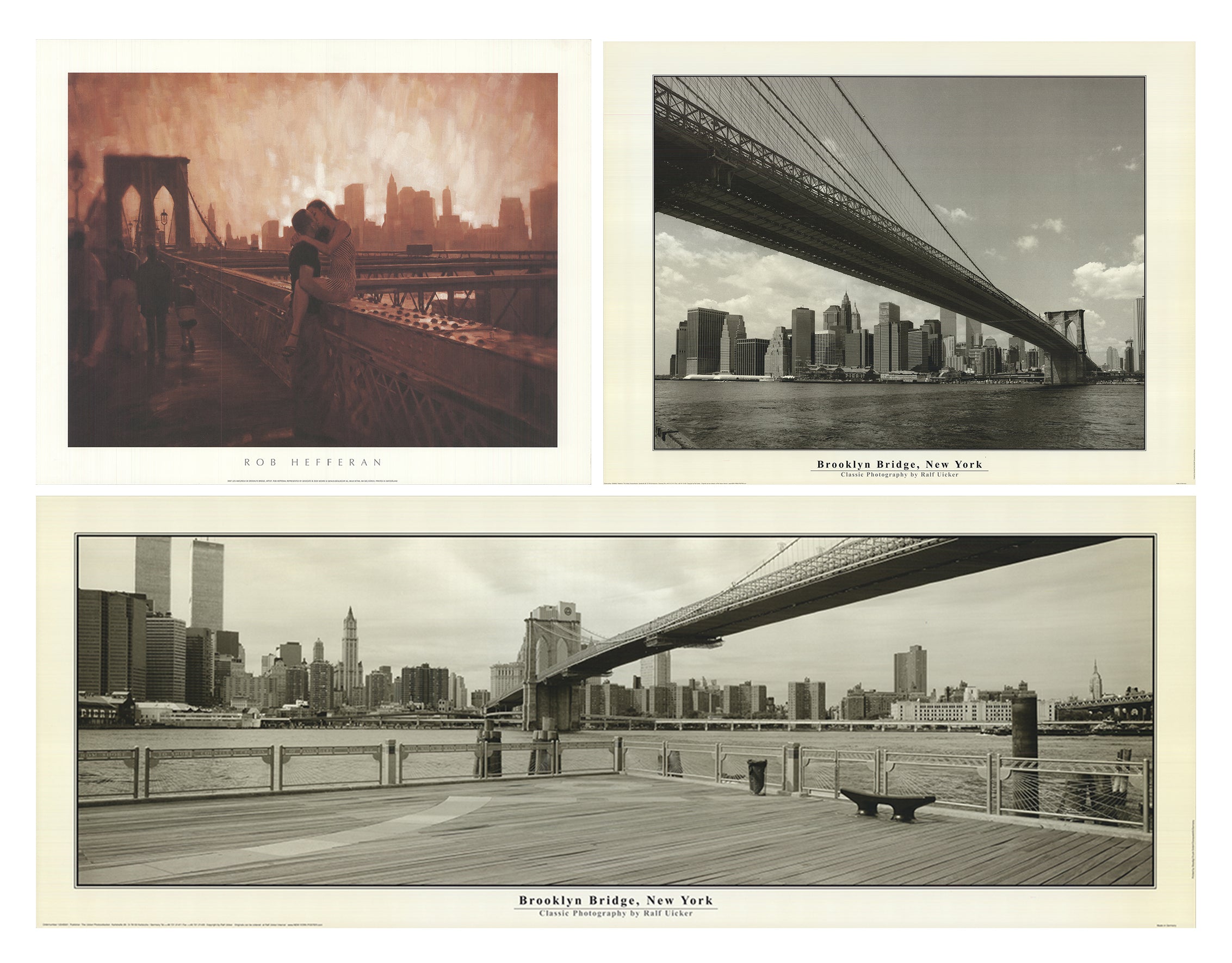 Bundle- 3 Assorted Premium Brooklyn – Posters Wise Posters Artists Bridge Art Various Vintage