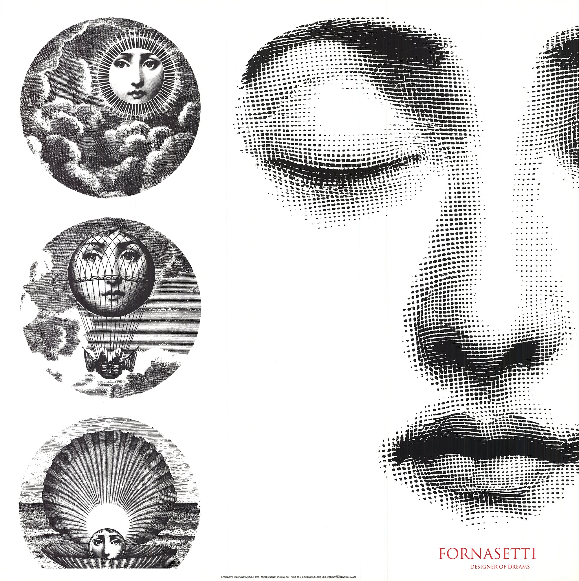 Piero Fornasetti Sun Print Framed Vintage Fornasetti Sun 