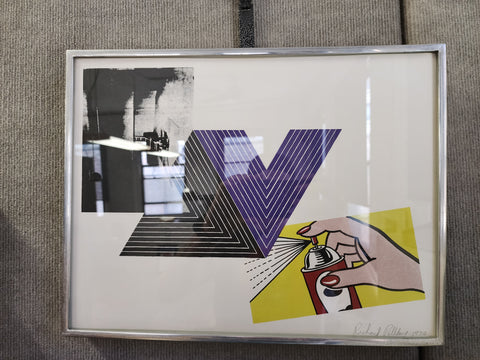 RICHARD PETTIBONE Appropriation print with Andy Warhol, Frank Stella, and Roy Lichtenstein, 1970 - Signed