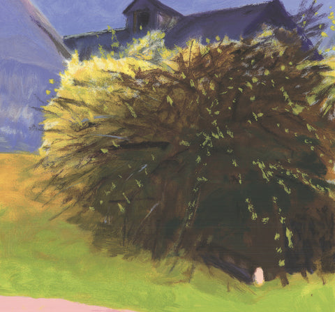 WOLF KAHN Barn and Forsythia III, 2003 - Signed