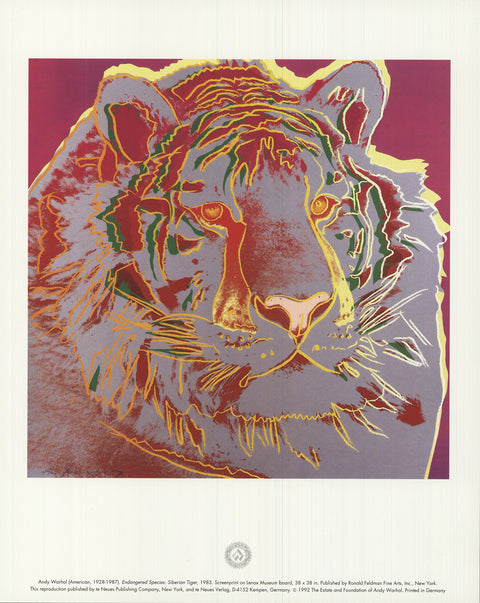 ANDY WARHOL Endangered Species: Siberian Tiger, 1992