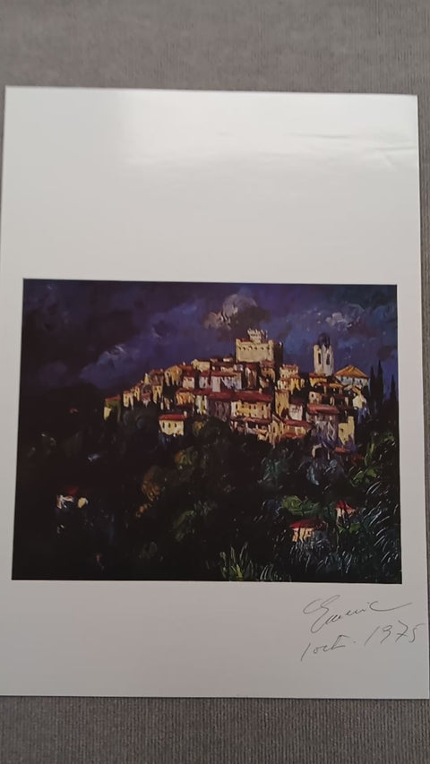 ARTIST UNKNOWN Town on Hill, 1972 - Signed