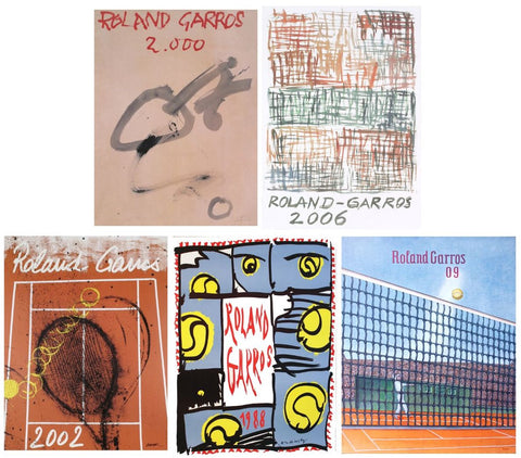 Bundle- 5 Assorted Various Artists French Open Tennis Posters