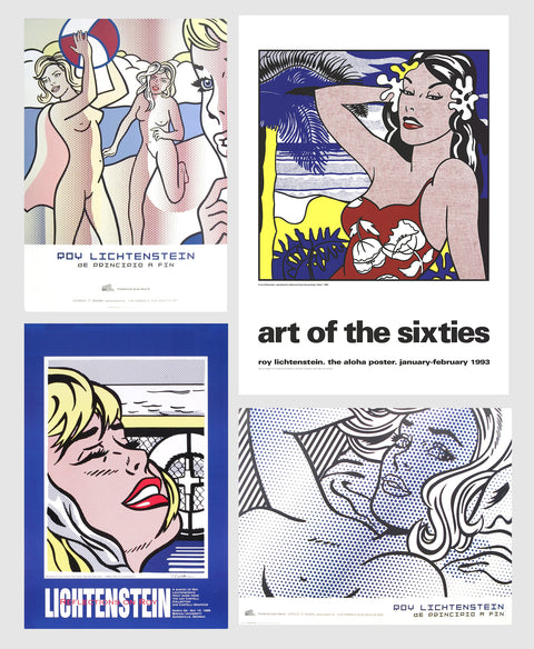 Bundle- 4 Assorted Roy Lichtenstein Posters and Pins Art Pieces